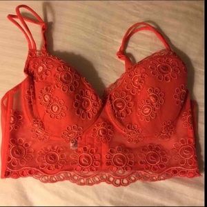 Coral lace bralette